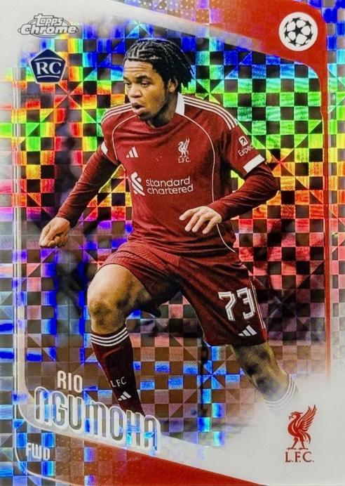 2025 Topps Chrome UEFA Rio Ngumoha [X-Fractor] #191 card