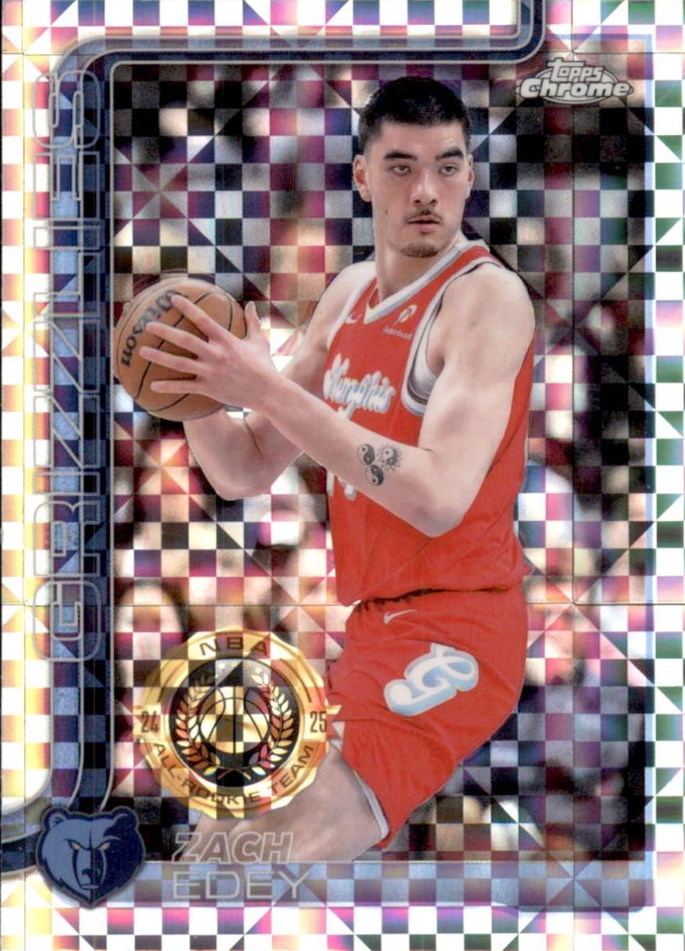 2025 Topps Chrome Zach Edey [X-Fractor] #128 card