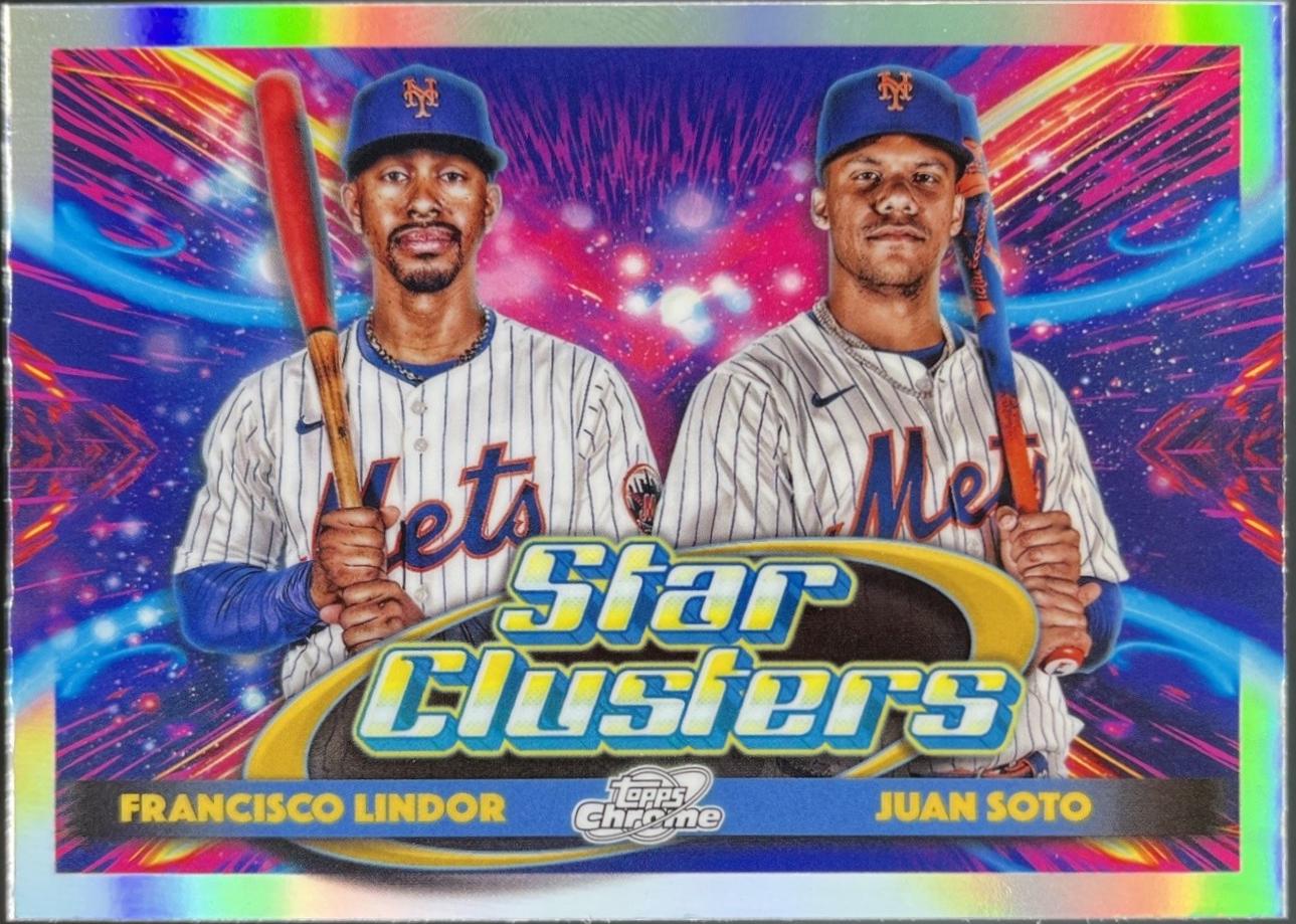 2025 Topps Cosmic Chrome Dual Star Clusters Juan Soto / Francisco Lindor #DSC-3 card