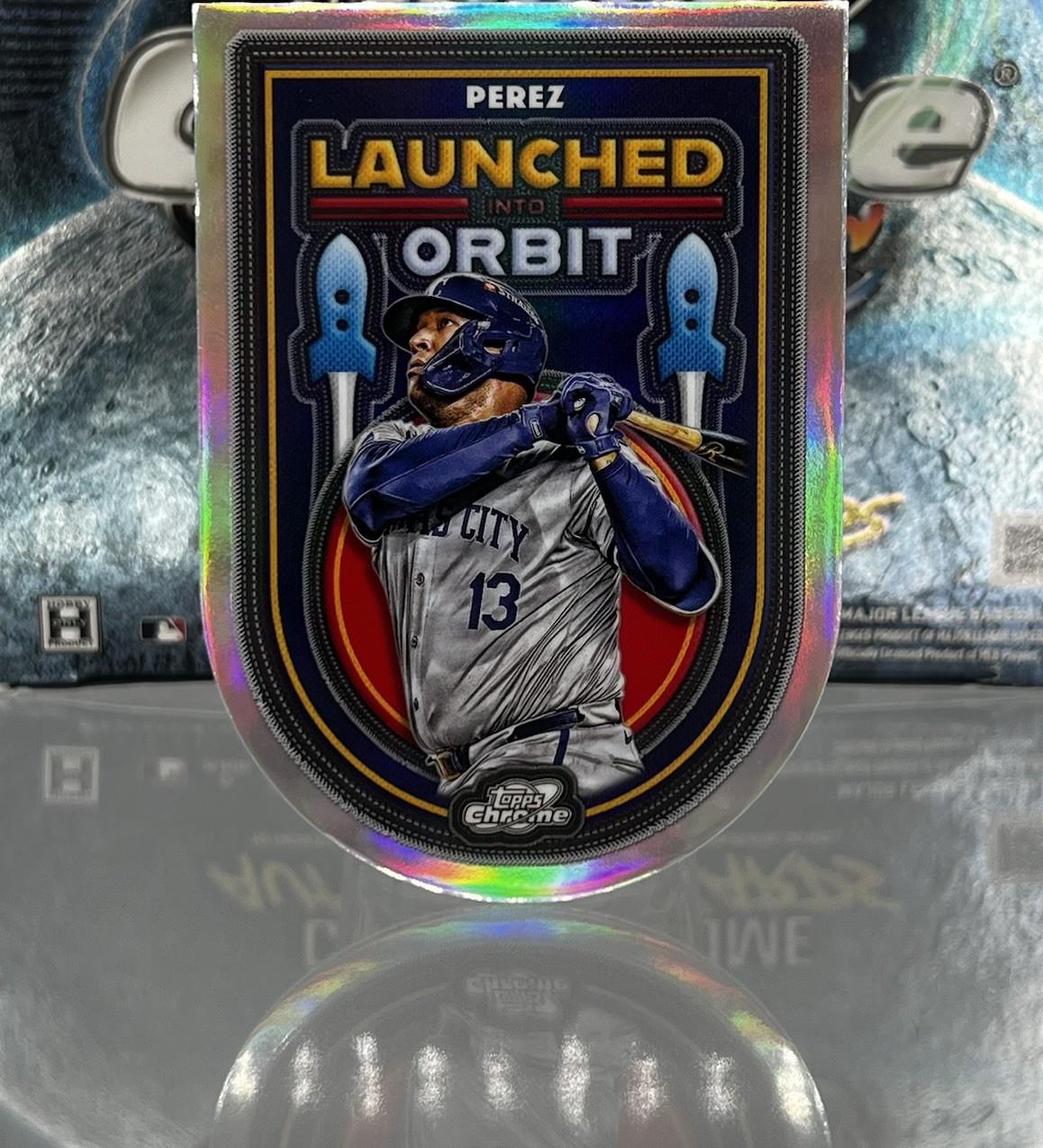 2025 Topps Cosmic Chrome Launched Into Orbit Salvador Perez #LIO-46 card