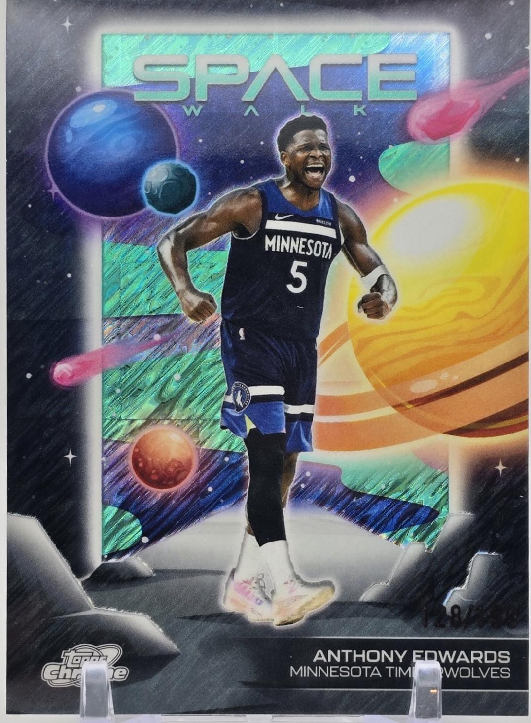 2025 Topps Cosmic Chrome Space Walk Anthony Edwards [Aqua Equinox Refractor] #SW-5 card