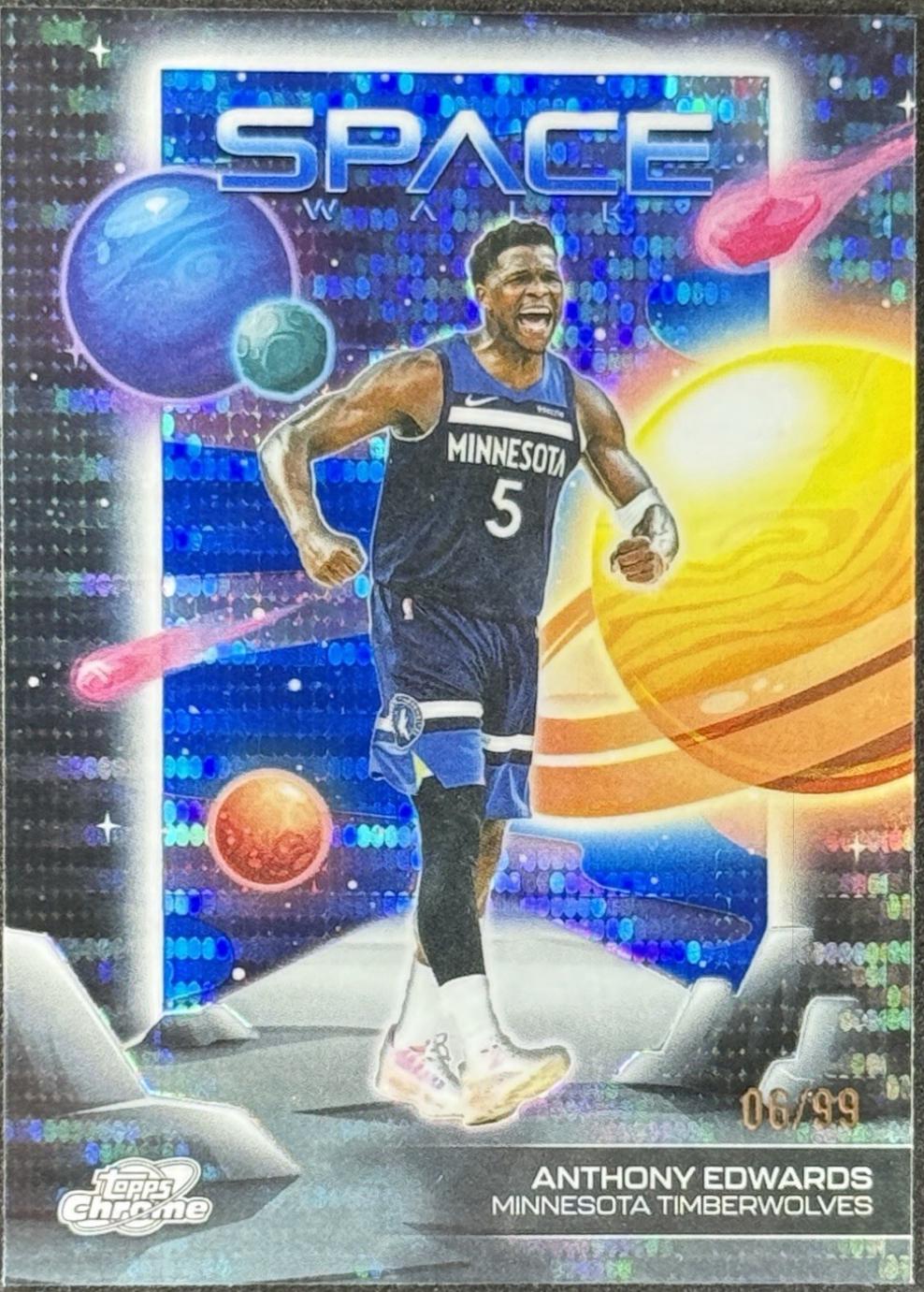 2025 Topps Cosmic Chrome Space Walk Anthony Edwards [Blue Moon Refractor] #SW-5 card