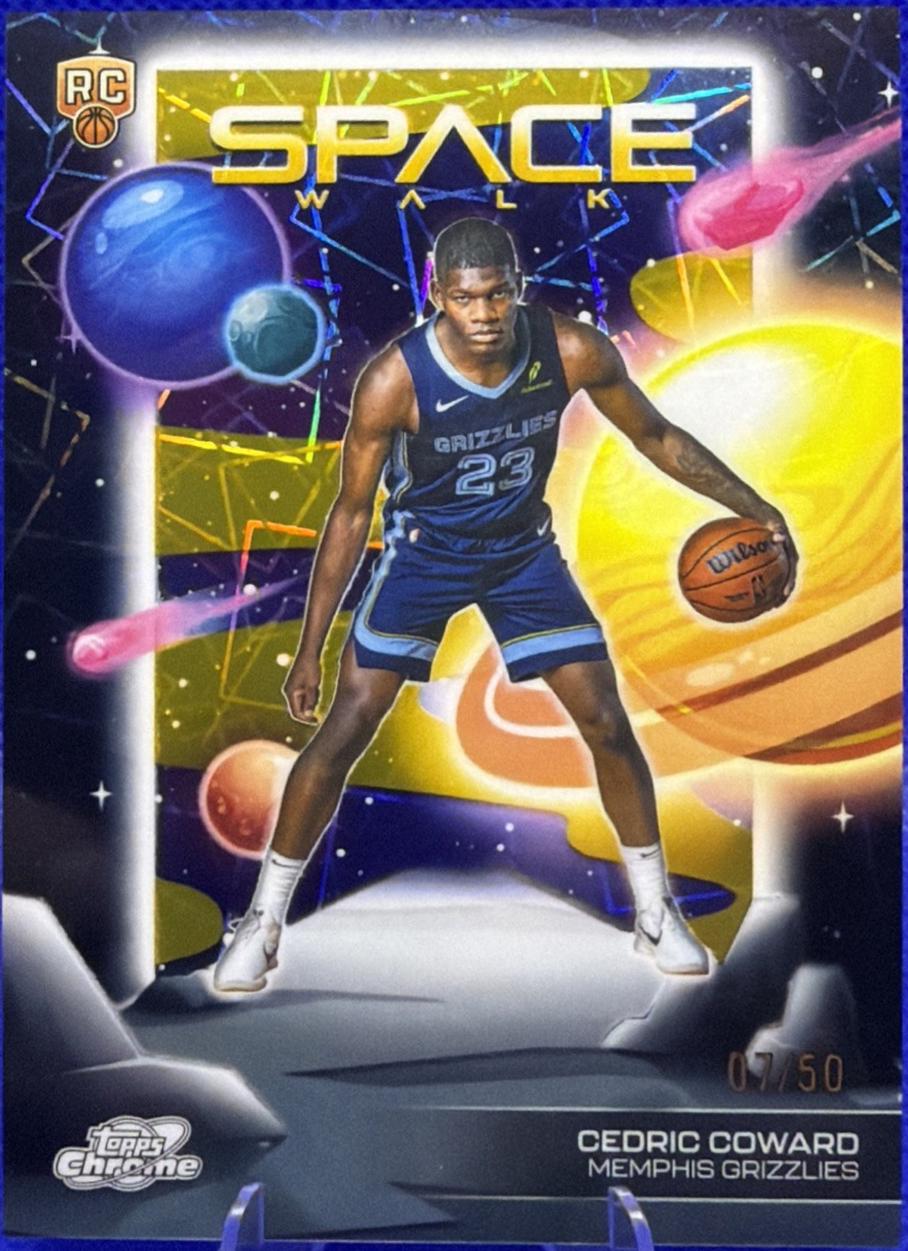 2025 Topps Cosmic Chrome Space Walk Cedric Coward [Gold Interstellar Refractor] #SW-13 card