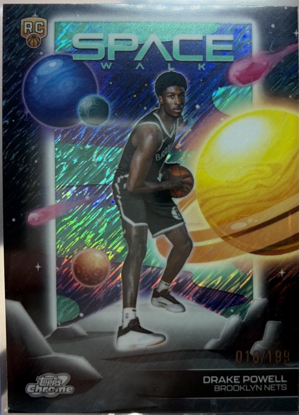 2025 Topps Cosmic Chrome Space Walk Drake Powell [Aqua Equinox Refractor] #SW-11 card