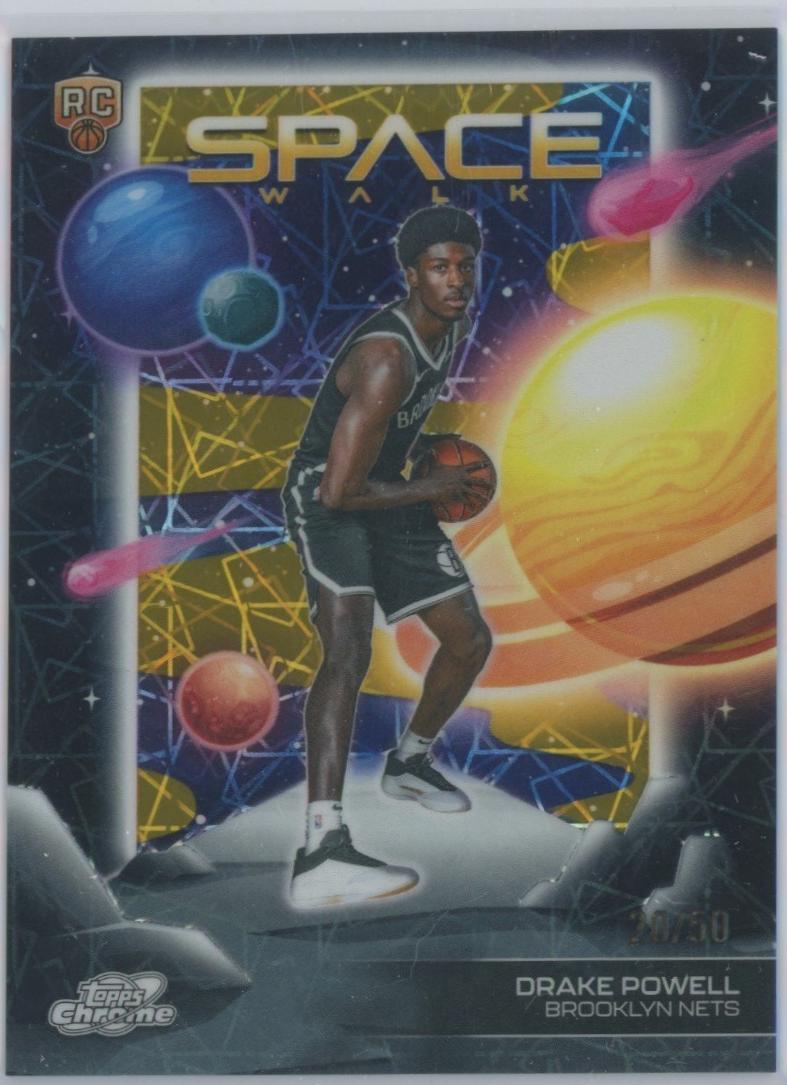 2025 Topps Cosmic Chrome Space Walk Drake Powell [Gold Interstellar Refractor] #SW-11 card