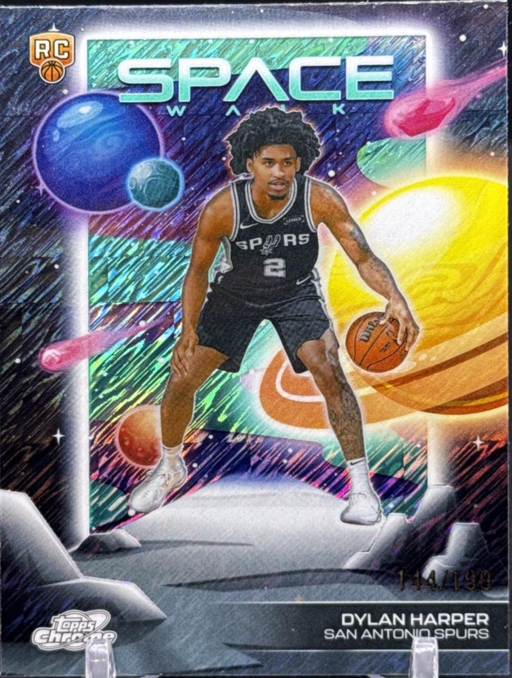 2025 Topps Cosmic Chrome Space Walk Dylan Harper [Aqua Equinox Refractor] #SW-7 card