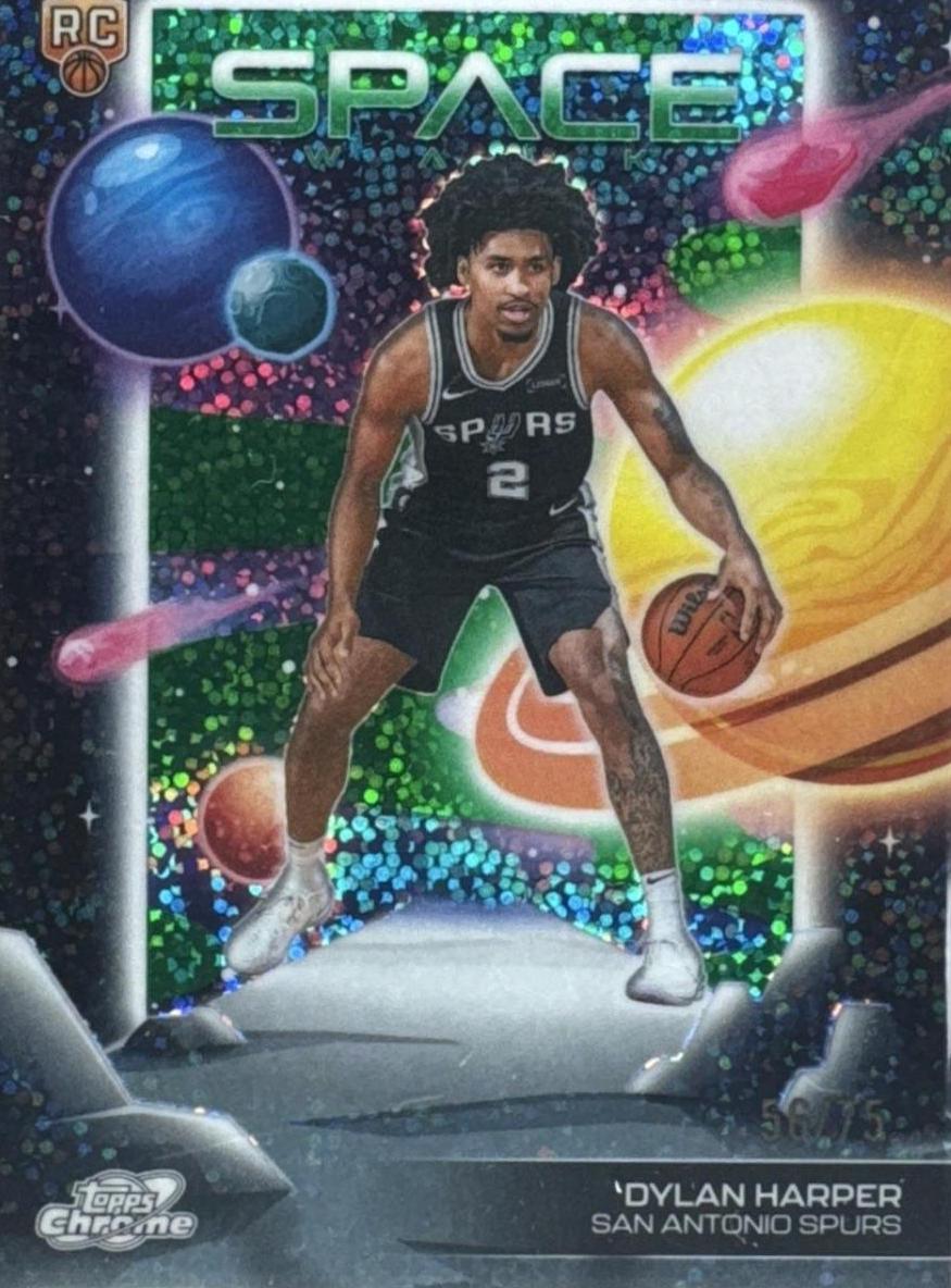 2025 Topps Cosmic Chrome Space Walk Dylan Harper [Green Space Dust Refractor] #SW-7 card