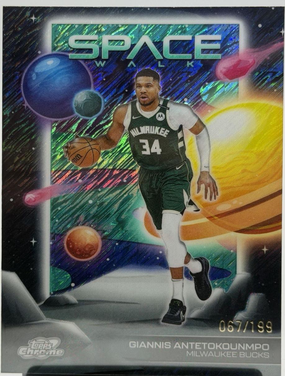 2025 Topps Cosmic Chrome Space Walk Giannis Antetokounmpo [Aqua Equinox Refractor] #SW-2 card