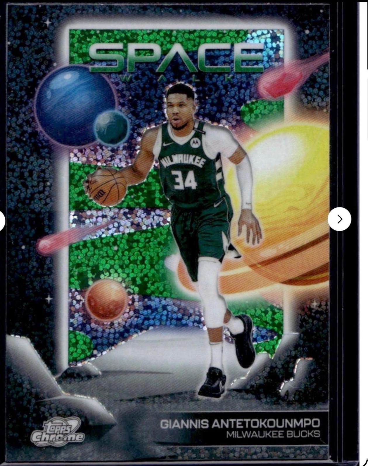 2025 Topps Cosmic Chrome Space Walk Giannis Antetokounmpo [Green Space Dust Refractor] #SW-2 card
