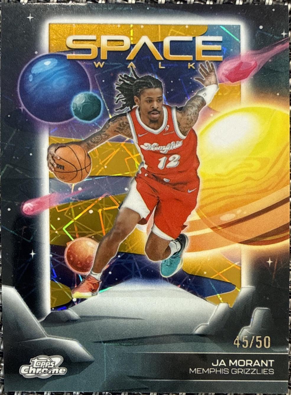 2025 Topps Cosmic Chrome Space Walk Ja Morant [Gold Interstellar Refractor] #SW-3 card