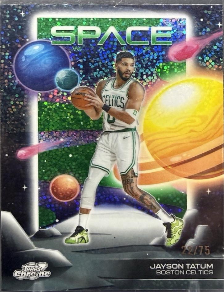 2025 Topps Cosmic Chrome Space Walk Jayson Tatum [Green Space Dust Refractor] #SW-4 card