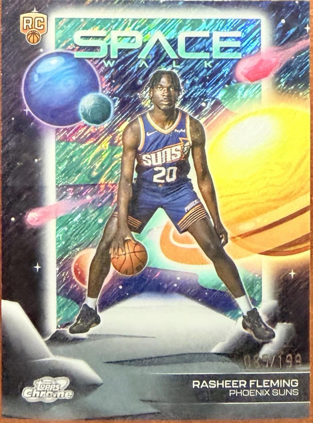 2025 Topps Cosmic Chrome Space Walk Rasheer Fleming [Aqua Equinox Refractor] #SW-12 card