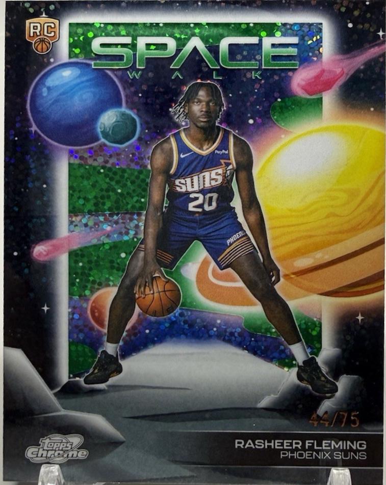 2025 Topps Cosmic Chrome Space Walk Rasheer Fleming [Green Space Dust Refractor] #SW-12 card