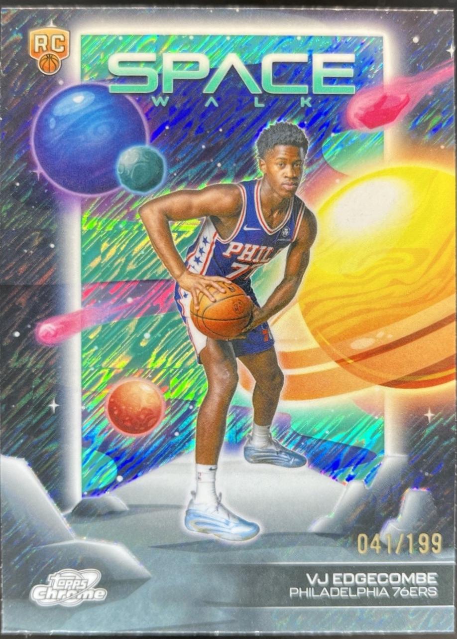 2025 Topps Cosmic Chrome Space Walk VJ Edgecombe [Aqua Equinox Refractor] #SW-14 card
