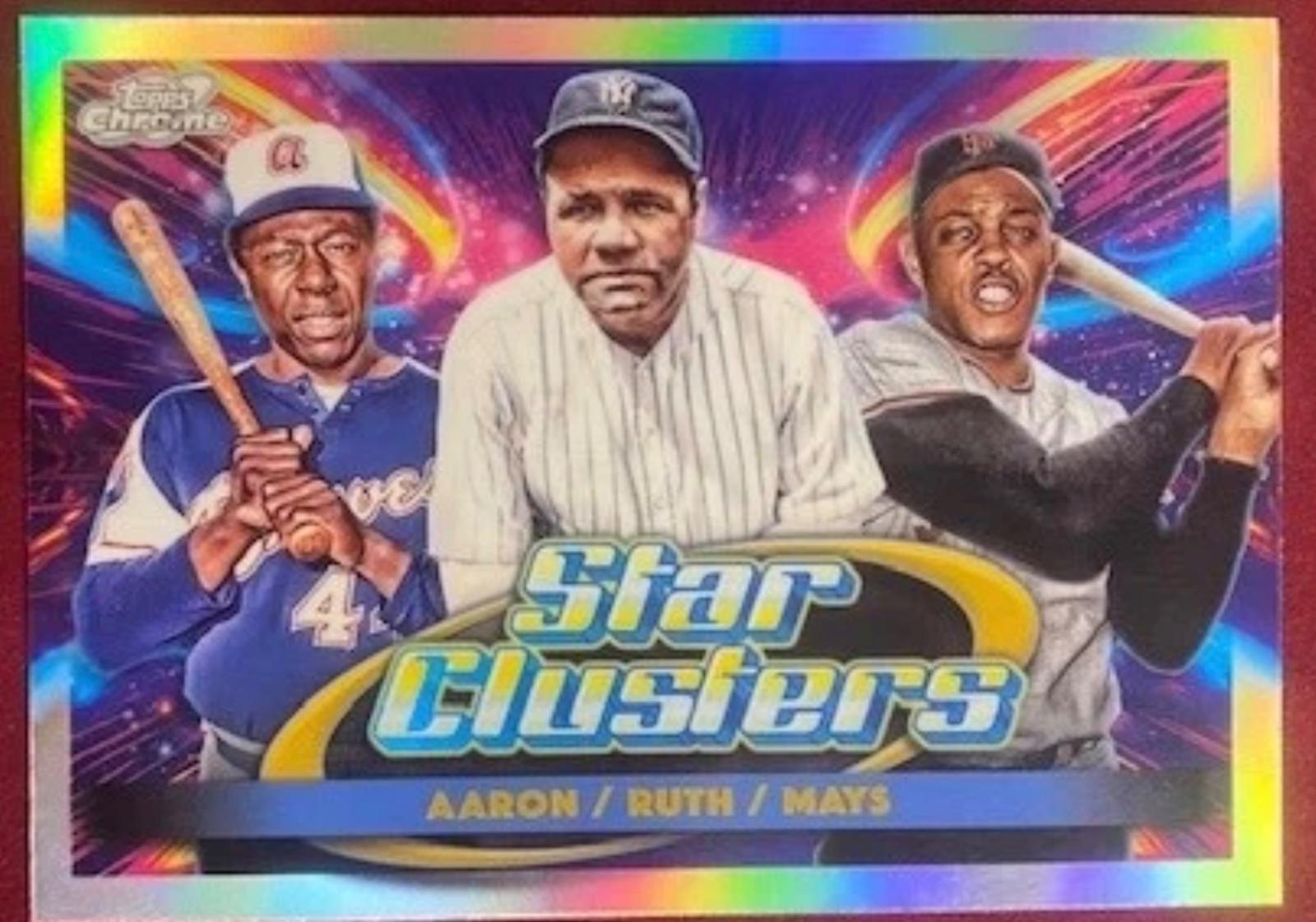 2025 Topps Cosmic Chrome Triple Star Clusters Babe Ruth / Willie Mays / Hank Aaron #TSC-6 card