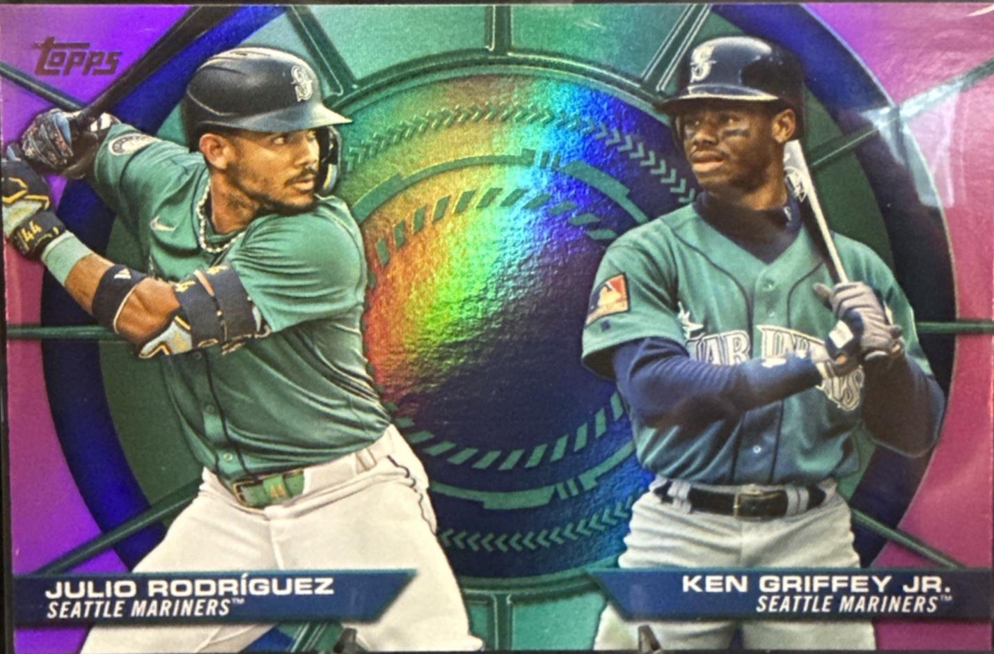 2025 Topps Dynamic Duo Ken Griffey Jr. / Julio Rodriguez [Pink Foil] #DD-19 card