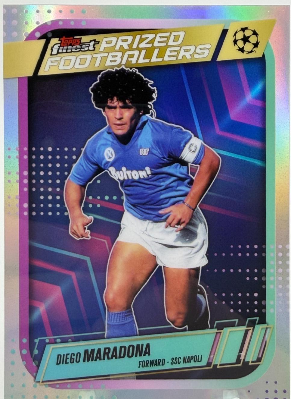 2025 Topps Finest UEFA Prized Footballers Diego Maradona #PF-4 card