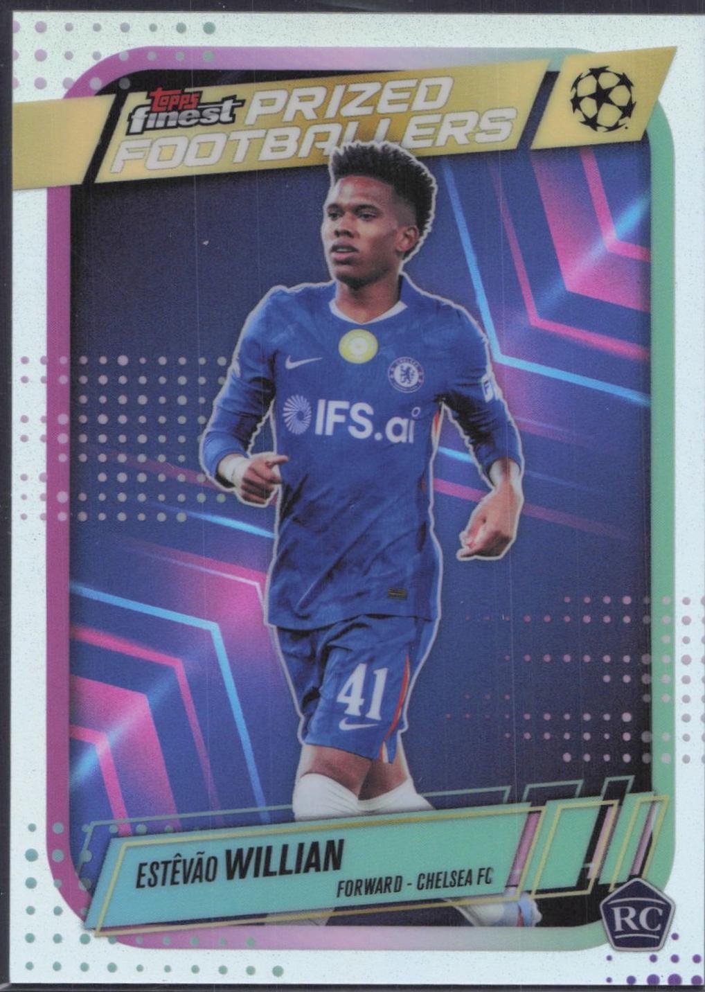 2025 Topps Finest UEFA Prized Footballers Estevao Willian #PF-13 card