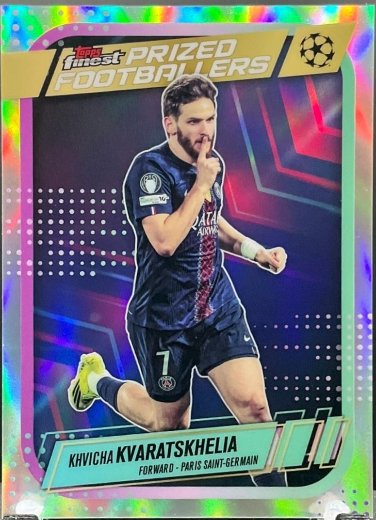 2025 Topps Finest UEFA Prized Footballers Khvicha Kvaratskhelia #PF-22 card