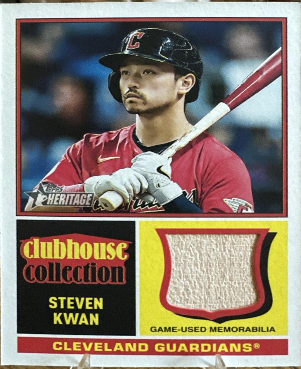 2025 Topps Heritage Clubhouse Collection Relic Steven Kwan #CCR-SK card