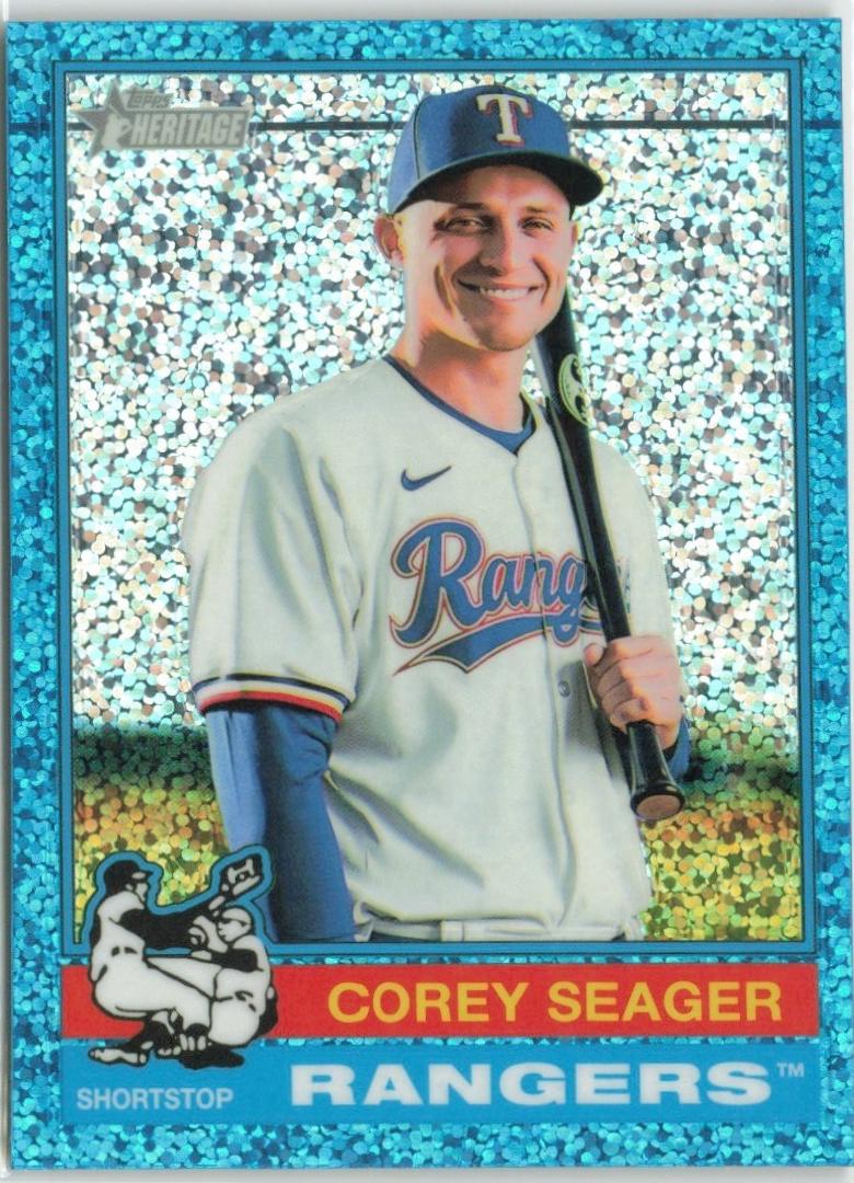 2025 Topps Heritage Corey Seager [Light Blue Sparkle] #412 card