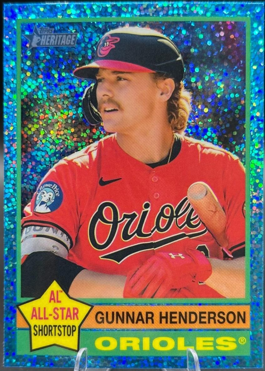 2025 Topps Heritage Gunnar Henderson [Blue Sparkle Variation] #174 card