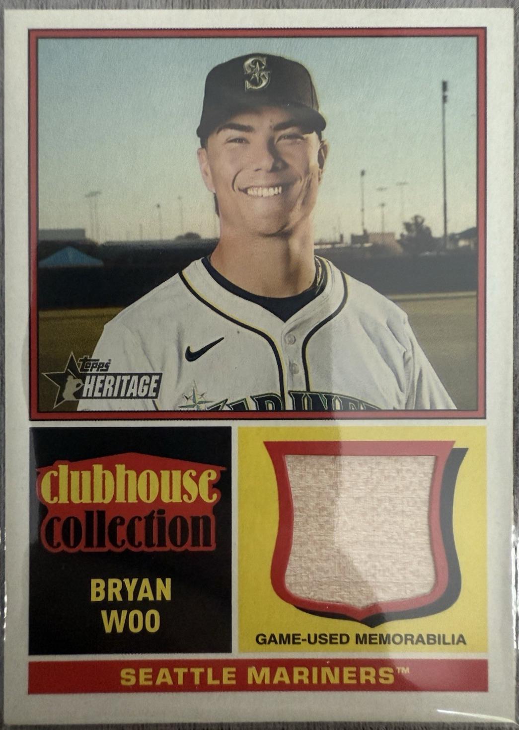 2025 Topps Heritage High Number Clubhouse Collection Relic Bryan Woo #CCR-BW card