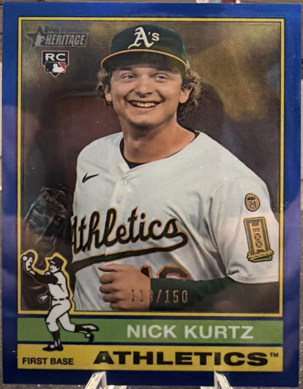 2025 Topps Heritage High Number Nick Kurtz [Blue Refractor Chrome SP] #706 card