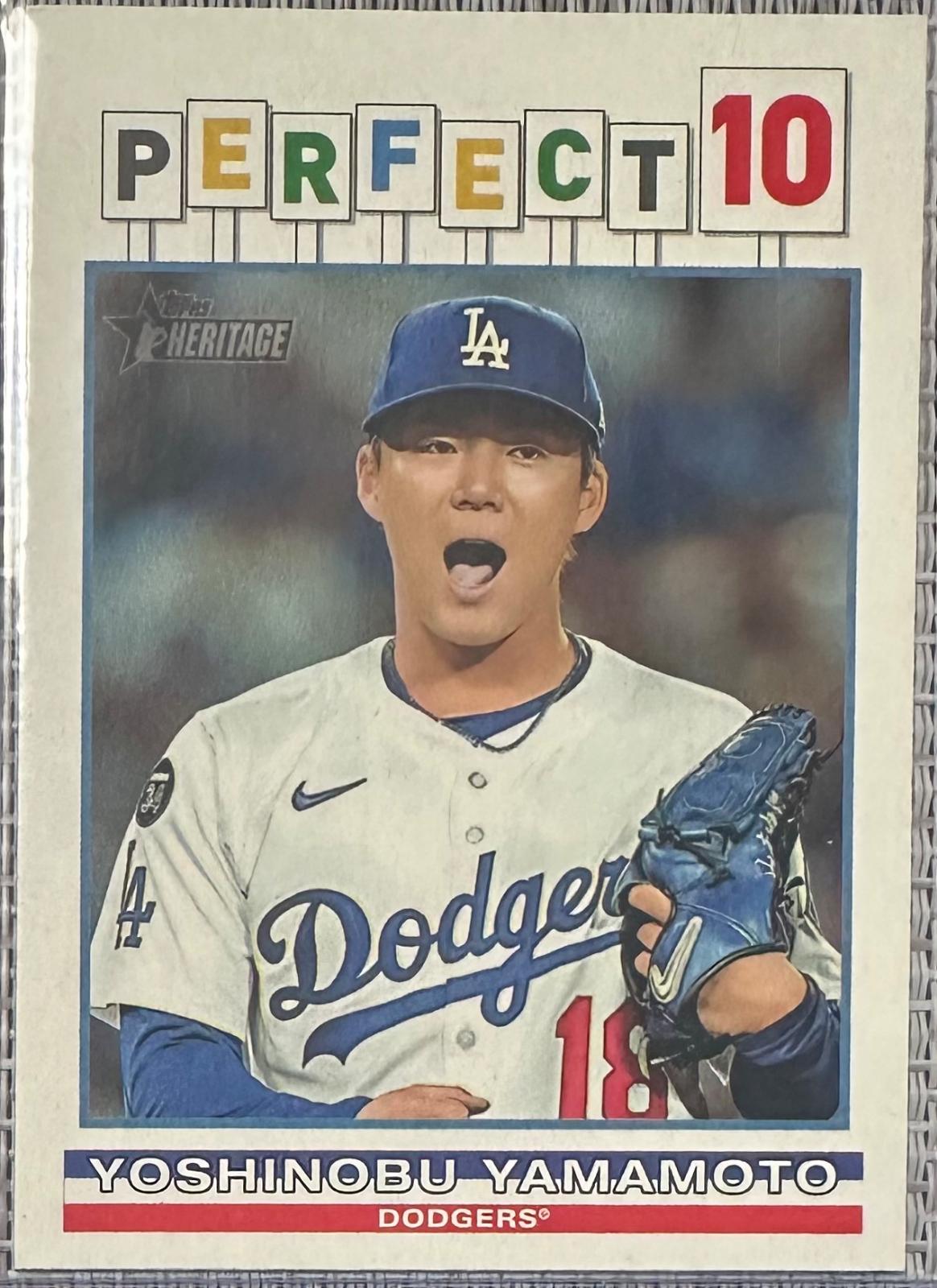 2025 Topps Heritage High Number Perfect 10 Yoshinobu Yamamoto #P10-7 card