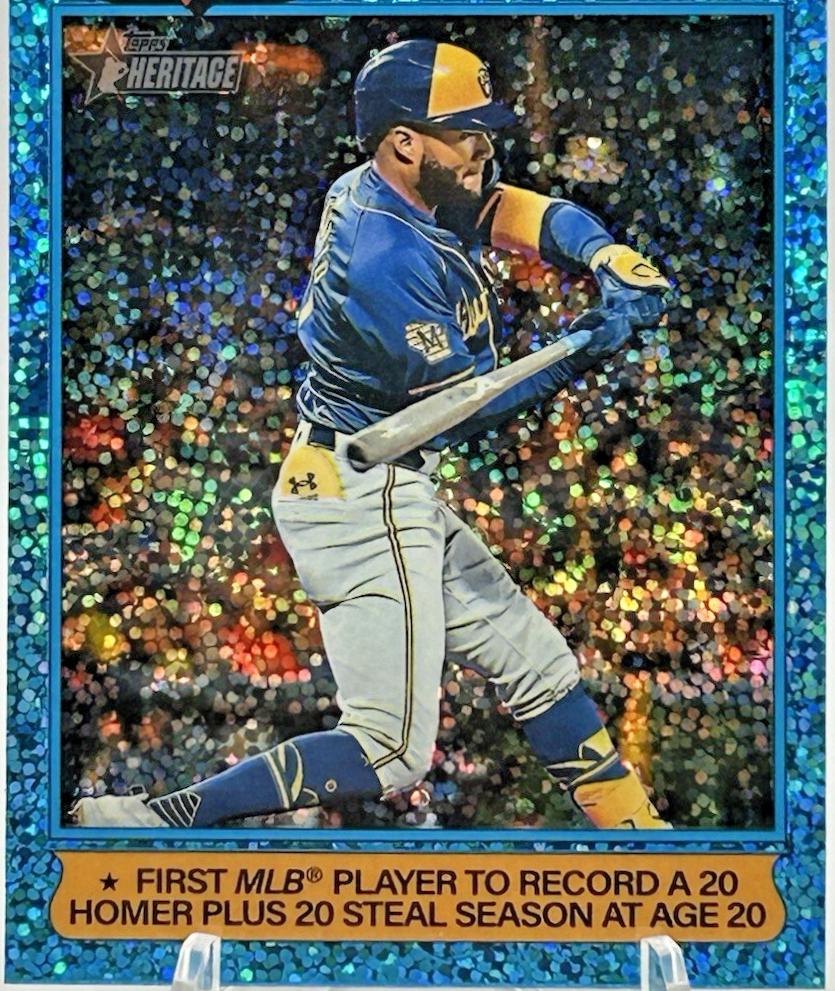 2025 Topps Heritage Jackson Chourio [Blue Sparkle Variation] #5 card