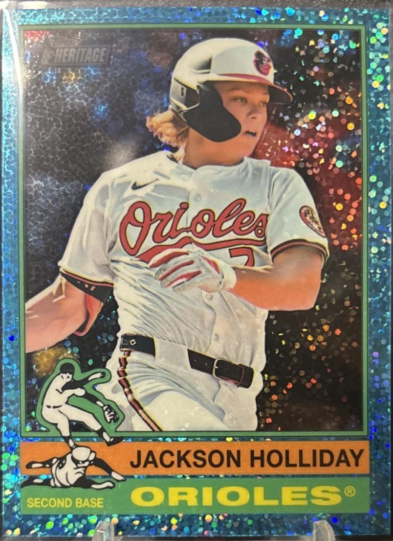 2025 Topps Heritage Jackson Holliday [Blue Sparkle Variation] #329 card