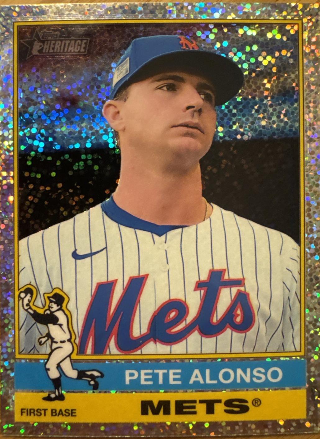 2025 Topps Heritage Pete Alonso [Silver Sparkle Variation] #374 card