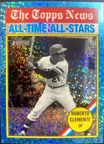 2025 Topps Heritage Roberto Clemente [Blue Sparkle Variation] #345 card