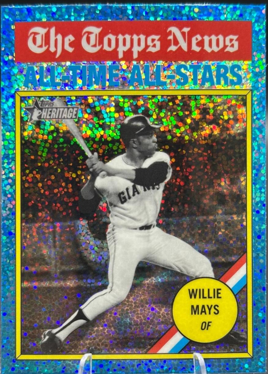 2025 Topps Heritage Willie Mays [Blue Sparkle Variation] #341 card