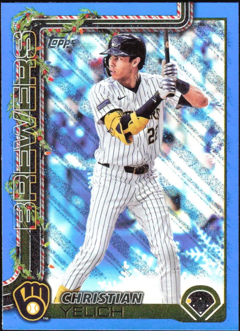 2025 Topps Holiday Christian Yelich [Blue Metallic Glitter] #H25 card