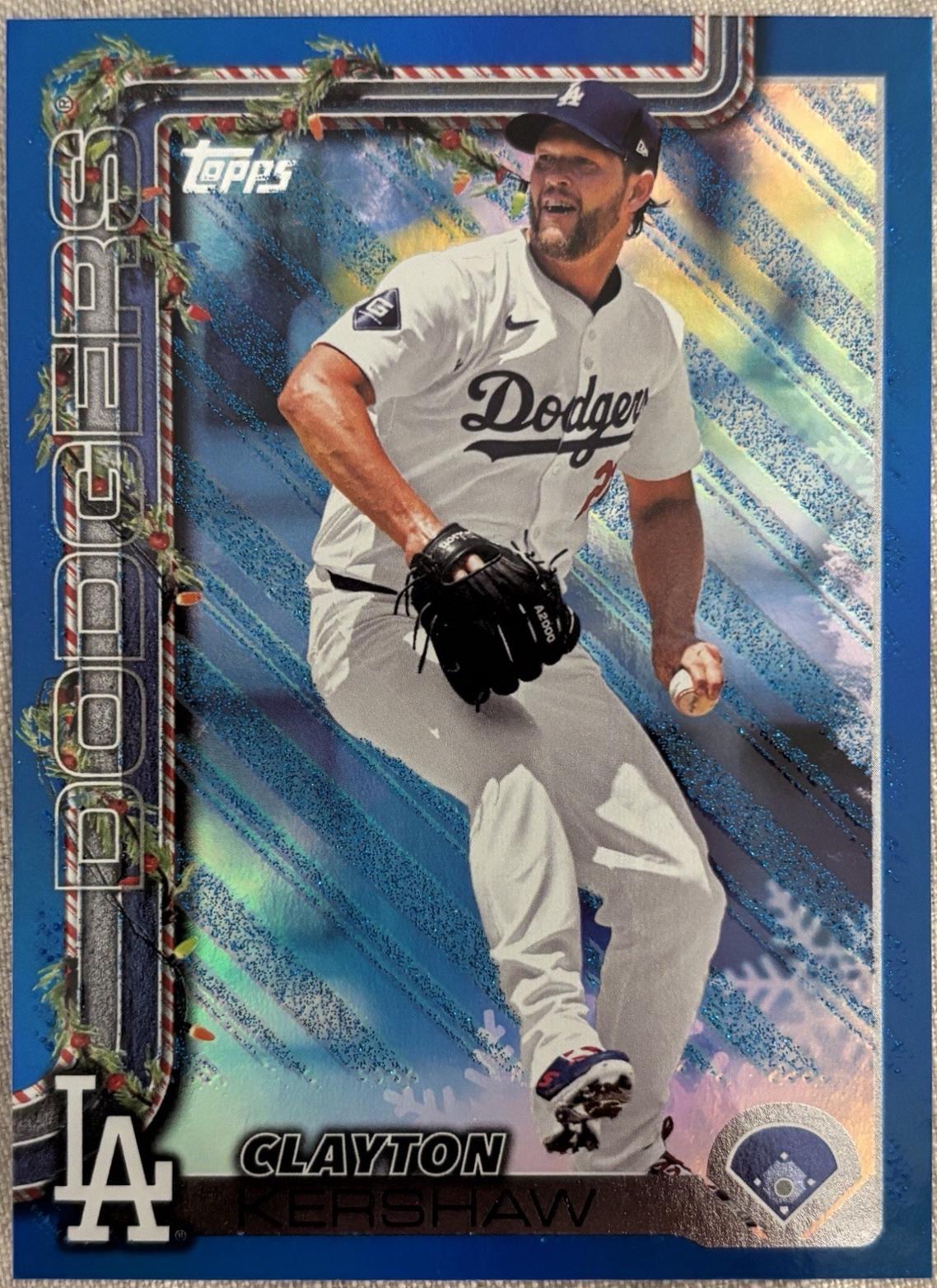 2025 Topps Holiday Clayton Kershaw [Blue Metallic Glitter] #H126 card