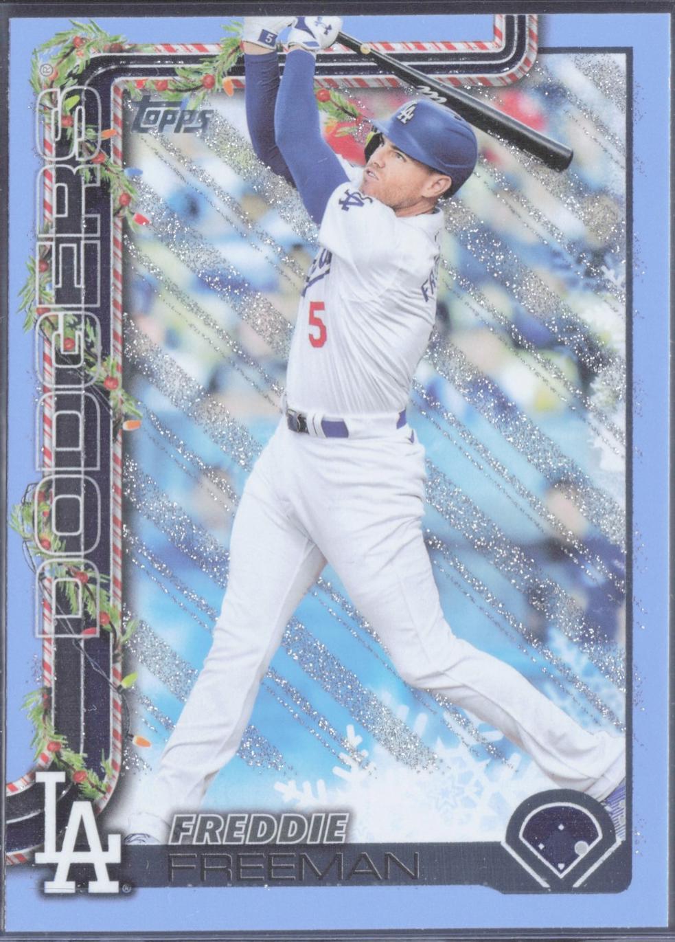 2025 Topps Holiday Freddie Freeman [Light Blue White Glitter] #H12 card