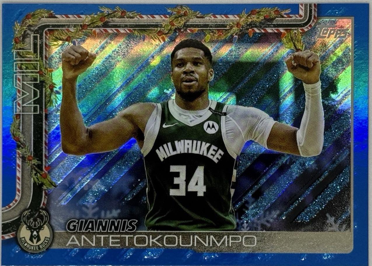 2025 Topps Holiday Giannis Antetokounmpo [Blue Metallic Glitter] #H43 card