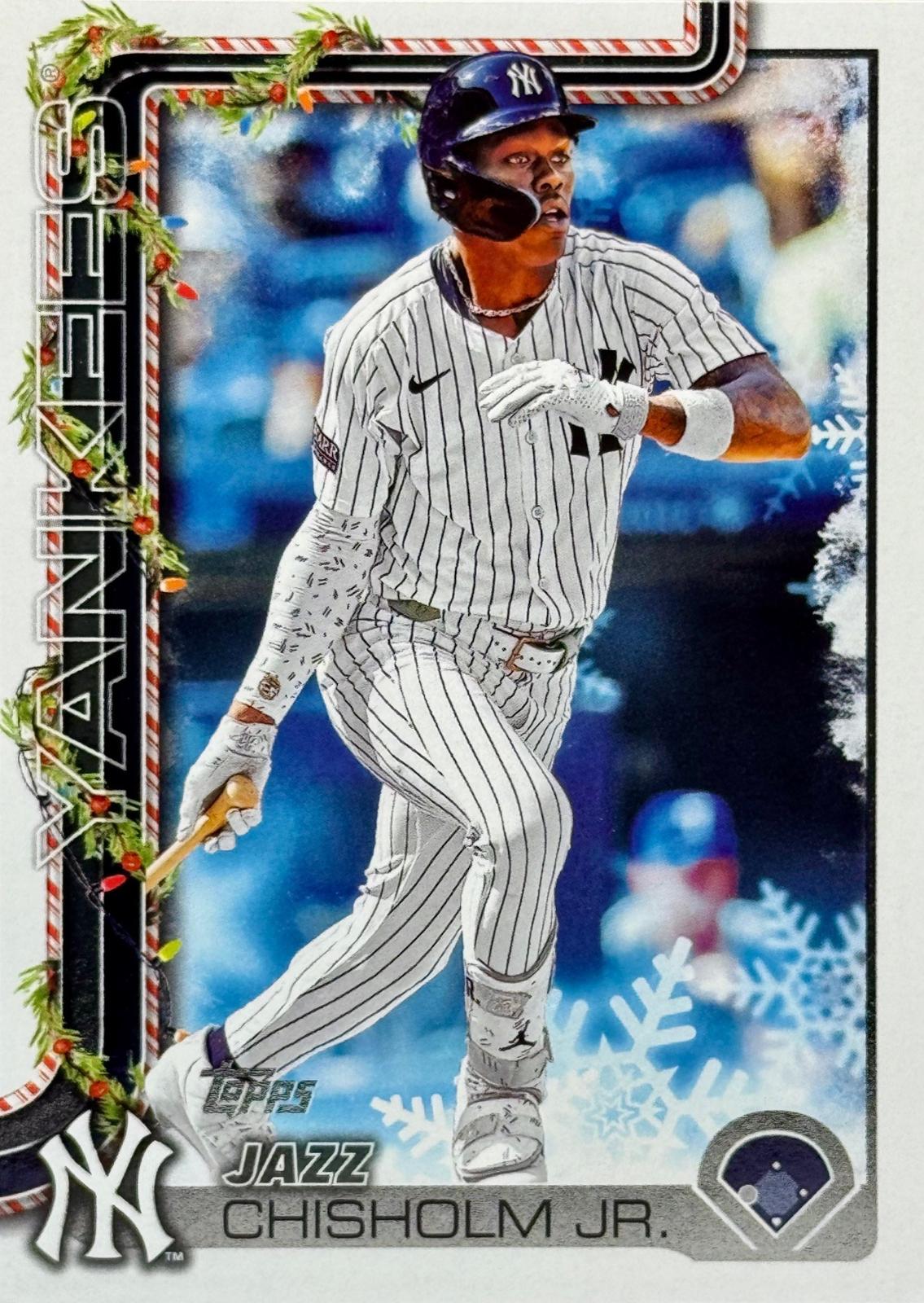 2025 Topps Holiday Jazz Chisholm Jr. [Backs Short Print Variation] #H176 card