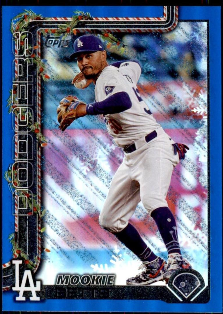 2025 Topps Holiday Mookie Betts [Blue Metallic Glitter] #H52 card