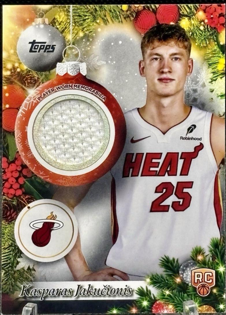 2025 Topps Holiday Player Relic Kasparas Jakucionis #PR-KJ card