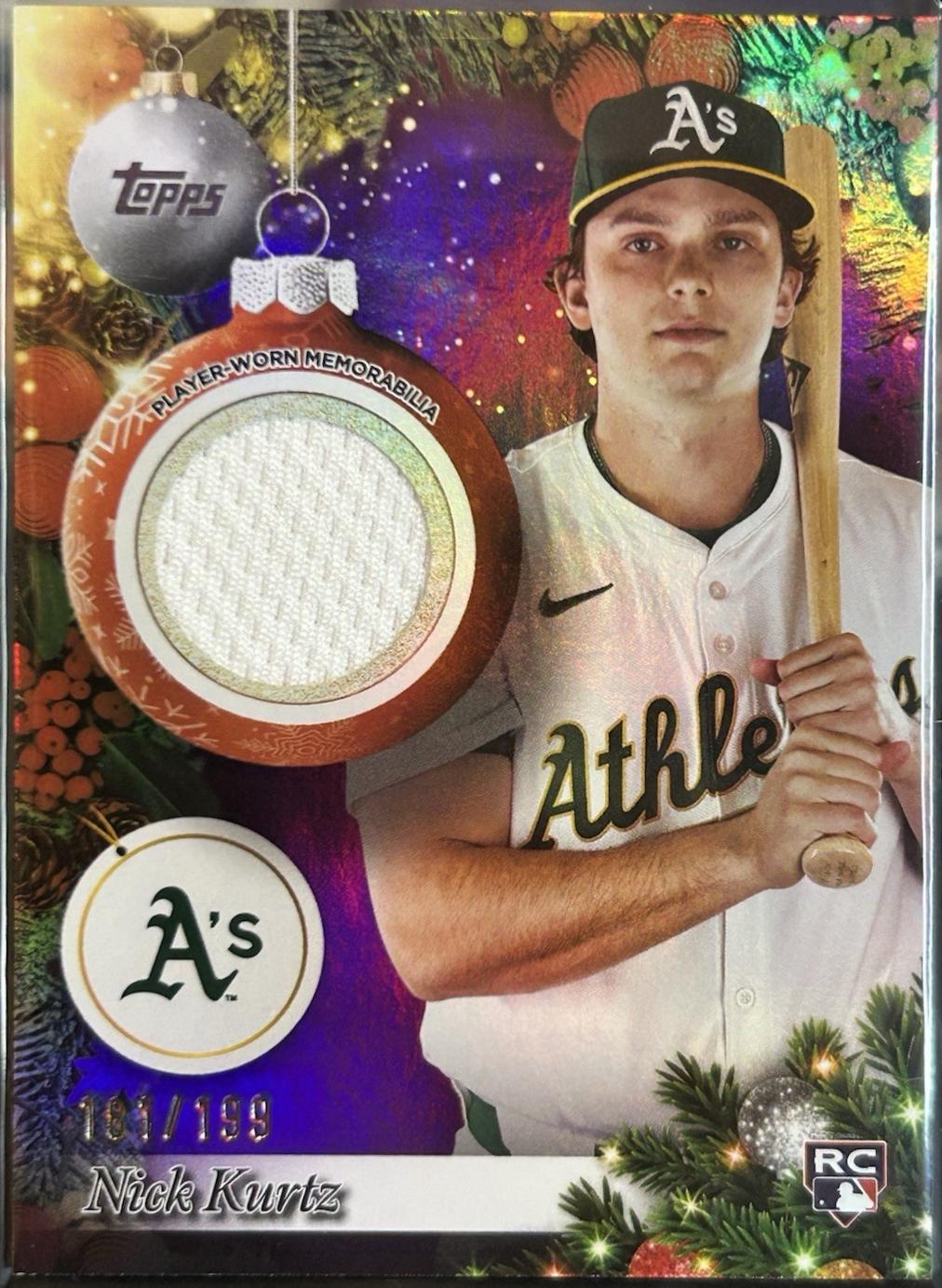 2025 Topps Holiday Player Relic Nick Kurtz [Purple] #PR-NK card