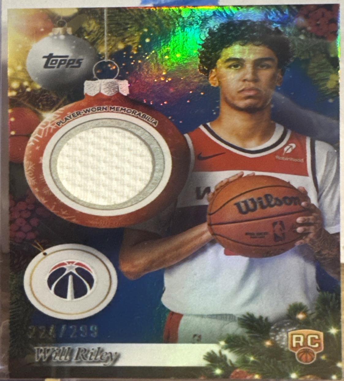 2025 Topps Holiday Player Relic Will Riley #PR-WR card