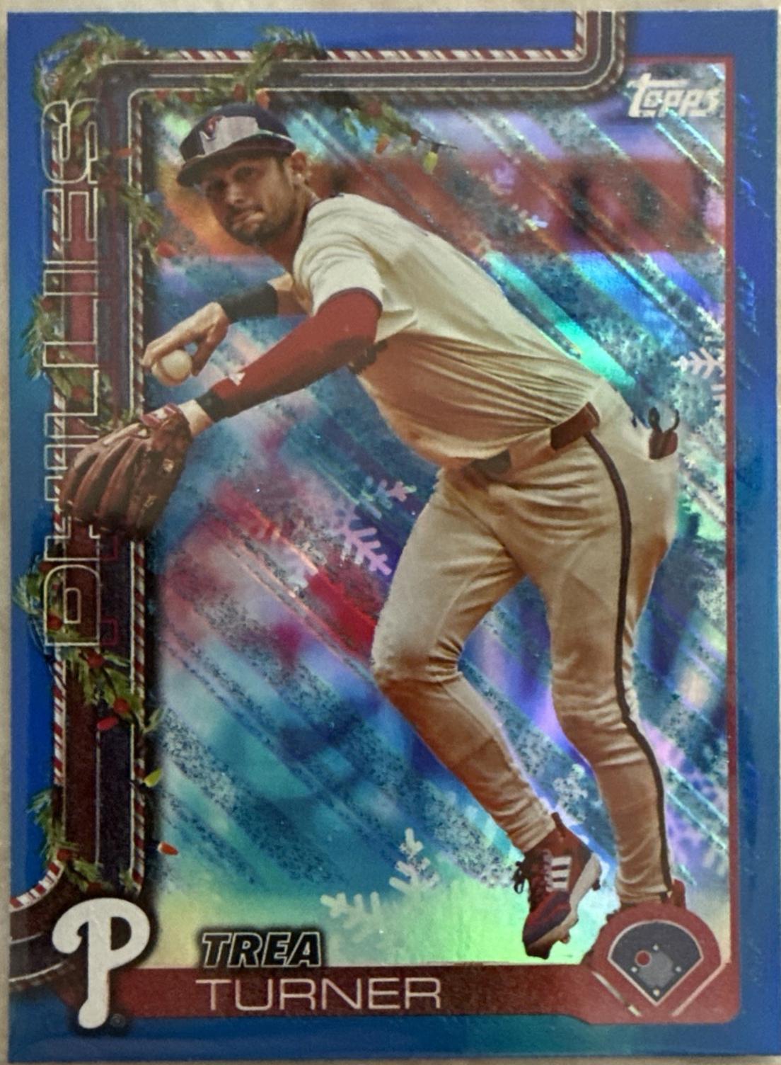 2025 Topps Holiday Trea Turner [Blue Metallic Glitter] #H90 card