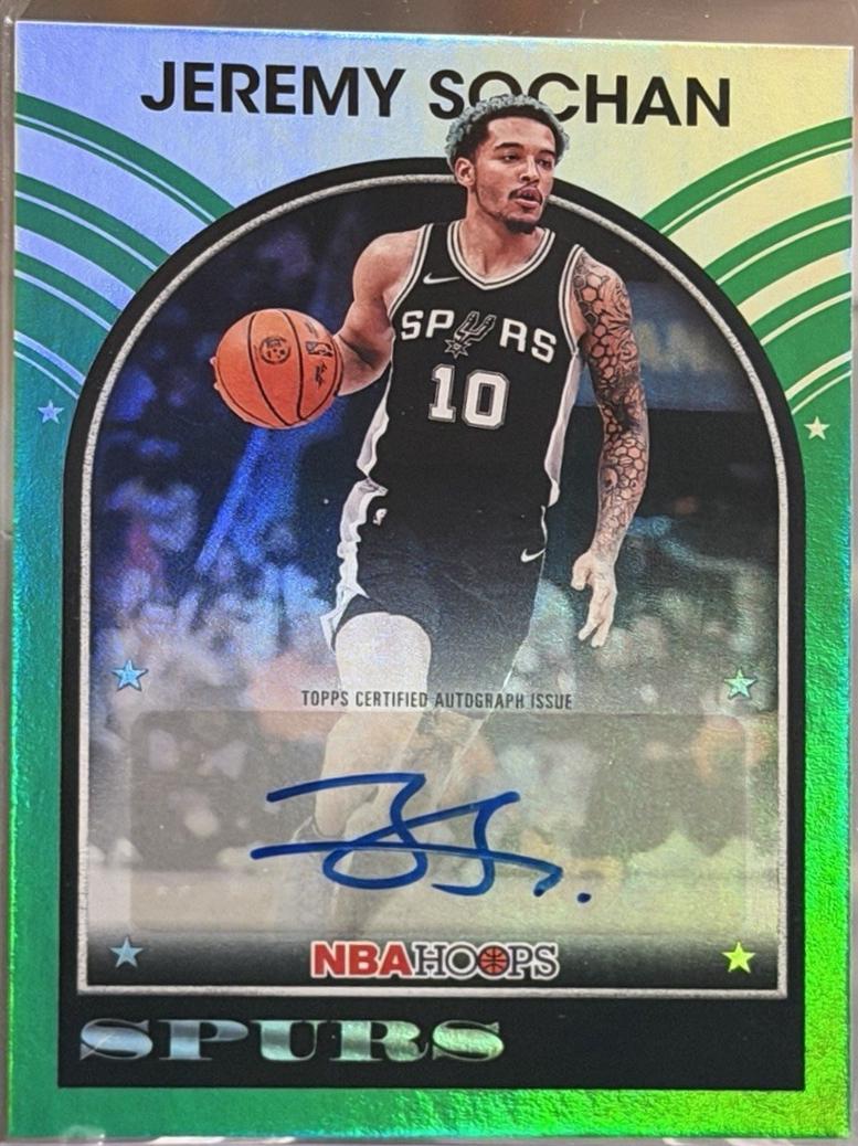 2025 Topps NBA Hoops 1989 Signature Jeremy Sochan [Green Hoops] #89S-JS card