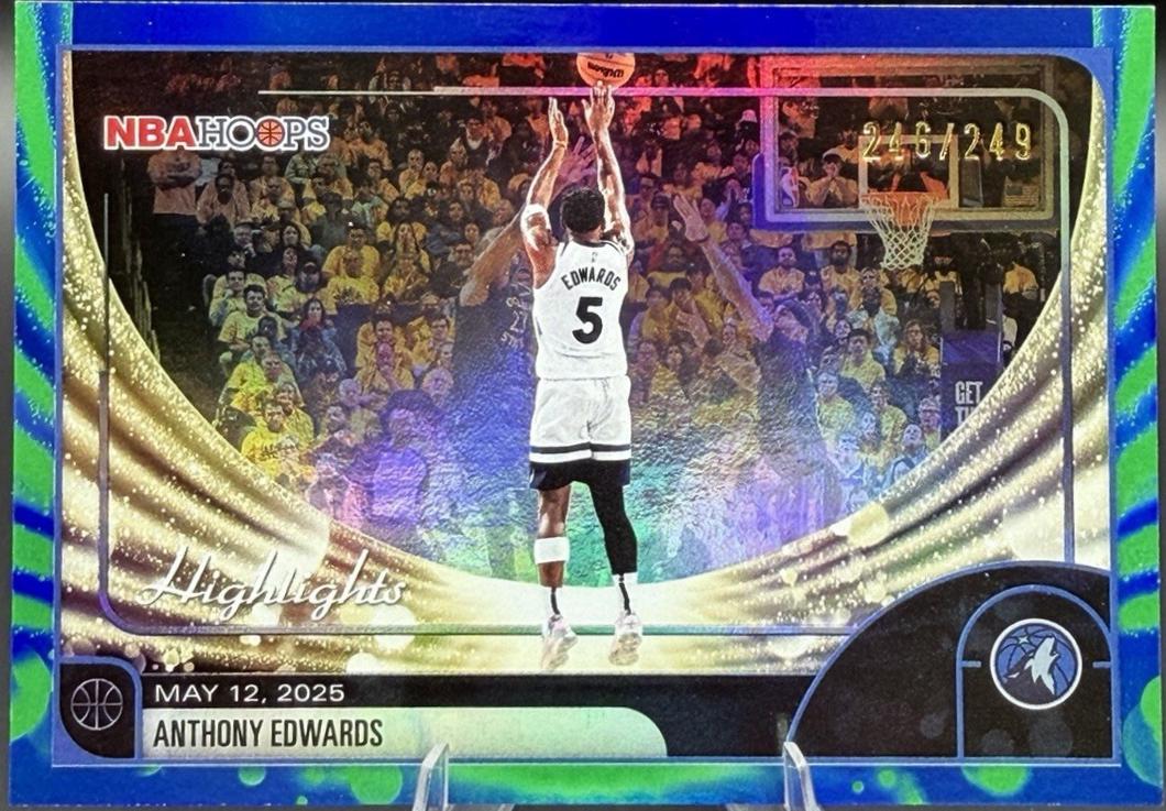2025 Topps NBA Hoops Anthony Edwards [Rainbow Blue Yellow] #270 card