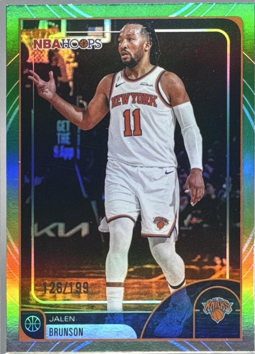 2025 Topps NBA Hoops Jalen Brunson [Rainbow Gold Green] #190 card
