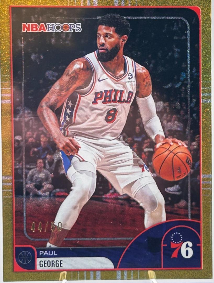 2025 Topps NBA Hoops Paul George [Rainbow Gold Green] #130 card