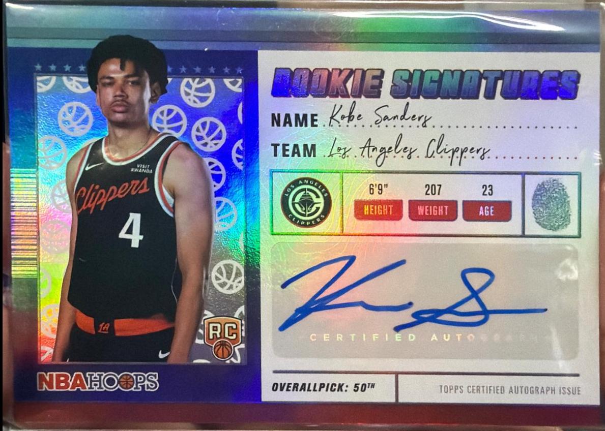 2025 Topps NBA Hoops Rookie Signature Kobe Sanders #HRS-K card