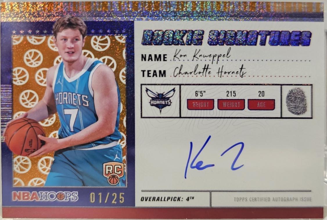 2025 Topps NBA Hoops Rookie Signature Kon Knueppel [Orange] #HRS-K card